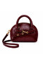 Burgundy Patent Leather Mini Hand and Shoulder Bag with Gold Detailing and Stylish Design - 2