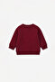 Burgundy Rabbit Embroidered Baby Sweatshirt - 2