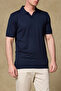 Lido Viscose Viscose Blended Modern Fit Navy Blue Jonny Polo Collar Men's Plain Polo Shirt