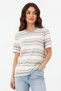 Women's 100% Cotton Gray Striped Crew Neck T-Shirt