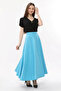 Baby Blue Dabıl Thick Crepe Fabric Long Skirt with Belt - 4