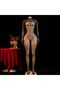 Sexy Black Leopard Fishnet Bodystocking, Seductive Long-Sleeve High-Neck Backless Lingerie, XL Size for Bedroom & Themed Nights - 5
