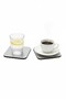 4Pcs Metal Top Wooden Base Silver Color Sand Pattern Wooden Turkish Coffee Cup Tea Mug Home Office Coasters Underlay - 4