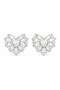 Brass Silver Color Zircon Stone Heart Model Women's Earrings