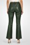 Women Regular Fit Plain Flare Leg Pants, Green - 4