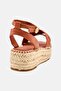 Women Lather Rope Real Espad Adjustable Buckle Wedge Sandals, Brown - 4
