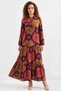Women's Lace-Up Collar Floral Patterned Mustard Hijab Dress