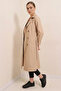 Women's Double-Breasted Collared Belted Mink Trench Coat - 4