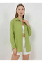 Women's Oversize Striped Viscose Green Shirt - 6