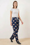 Women's Patterned F.Navy Blue Pajama Bottoms with Elastic Waist - 2