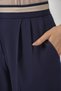 Women's High Waist Wide Leg Navy Blue Palazzo Trousers - 7