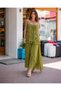 Green Color Italian Silk Trousers Blouse Set - 4
