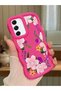 Samsung Galaxy S21 Fe Compatible Case Camera Protector Red Silicone Couple Phone Case Floral Pattern