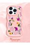 iPhone 16 Pro Compatible Case with Camera Protection Pink Silicone Couple Phone Case with Floral Pattern - 2