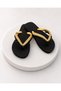 Aurelia Women's Black Crystal Stone Stylish Flip-Flops Beach Slippers - 5