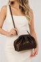 Women's Brown Satin Soft Faux Leather Strap Clutch Evening Bag / Portfolio Casual - 2
