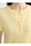 Crew Neck Buttoned Women's T-Shirt - 3