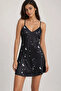 Starry Sky Patterned Satin Nightgown with Straps Tm1387 - 2