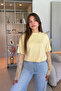 Oversized Stylish Yellow Modal T-Shirt with Lace Detail - 5