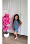 Girl's Sparkling Stone Bow Detailed 2-Piece Denim Set - 2