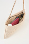 Women's Dalya Cream Star Embroidered Lined Zipper Closure Baguette Hand and Shoulder Bag - 5