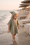 4 Layer Muslin Baby Kids Poncho Hooded Beach Pool Bath Poncho Khaki - 2