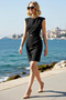 Women Sleeveless Mini Dress Crew Neck Belted Bodycon Cutout Stretchy Woven Casual Daily Modern Stylish - 2