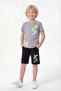 Round Neck X White Print Detailed Summer Boys' Top and Bottom Set - 2