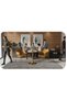 Elegant 3-piece cafe set two chair in a gray color and a round table with luxurious gold metal base ,chair( H78cm*w46cm*L54cm)table(H70cmW60cmL60cm) - 4