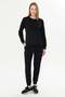 Women's Cotton Crew Neck Sweatshirt Set Black 8512-S - 3