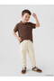 Brown Polo Collar Embroidered Boys' T-Shirt - 2