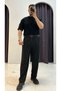 Striped Pleated Baggy Fit Fabric Trousers - 5