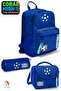 Kids Navy Blue Cobalt blue Football Patterned School Backpack, Lunch Bag, Pencil Bag Set