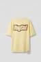 Men's Boxy Fit Embossed Embroidered T-Shirt Yellow - 2