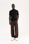 Men's Linen Striped Lace-Up Trousers Brown - 7