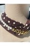 Polka Dot Scarf Necklace for Women |   Handmade Fabric Necklace with Pearl and Chain Detail, Bohemian Design Accessory - 3