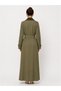 Women's Knitted Collar Maxi Length Double-Breasted Buttoned Belted Unlined Summer Trench Coat - 3