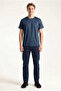 Men's Smoked Regular Modal Fabric Silky Textured Crew Neck T-Shirt - 4