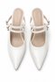 Women's White Metallic Pointed Toe Double Strap 8.5 cm Wedge Heeled Shoes - 2