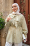 Women's Collared and Waist-Tied Blouse Green - 2
