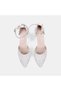 Women's White Pearl Stone Detailed Buckle Heeled Bridal Shoes - 6