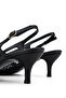 Women's Genuine Leather Black Heeled Shoes - 5