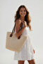 Summer Beige Women's Bag with Wide Shoulder Strap |   Casual and Beach-Ready Stylish Model - 4