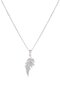Steel Leaf Zircon Stone Necklace Silver Color 45 cm - 2