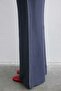Linen Blend High Waist Indigo Trousers - 6
