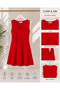 Red V-Neck Sleeveless Midi Dress with Waist Detail - 2