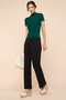 Solid Wide Leg Pants with Elastic Waist - 3