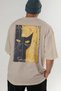 For the Love of Cats 73 Cat Printed Beige Oversize T-Shirt 100% Cotton Unisex Cat Lover Premium Design - 6