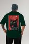 For the Love of Cats 116 Cat Printed Green Oversize T-Shirt 100% Cotton Unisex Cat Lover Premium Design - 2