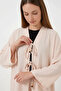 Women's V-Neck Lace-Up Cream Double Set - 2